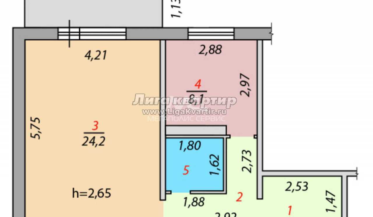 1-комнатная квартира, 43 м², купить за 2 110 000, Новокузнецк, Берёзовая  Роща улица, 20, объявление 6452