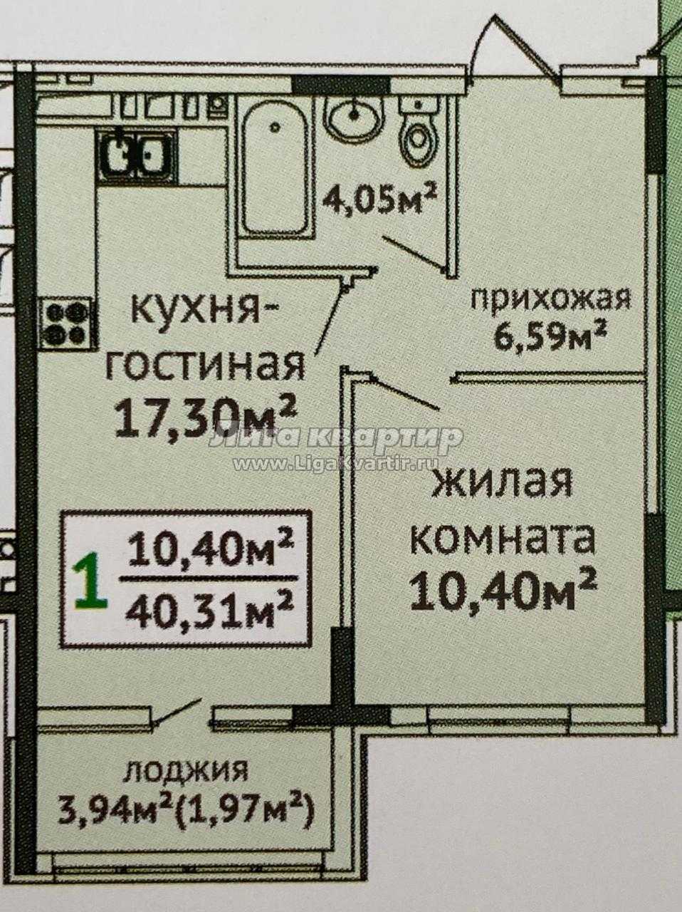 1-комнатная квартира, 40.31 м², купить за 4 250 000, Симферополь, мкр. Жигулина  Роща, ул. Крымской Весны, 1к5, объявление 8485