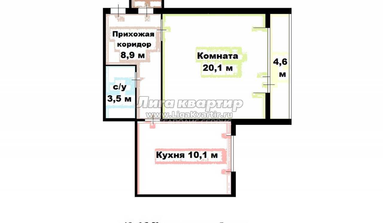 1-комнатная квартира, 45 м², купить за 2 740 000, Стерлитамак,  Коммунистический мкр, , объявление 22252