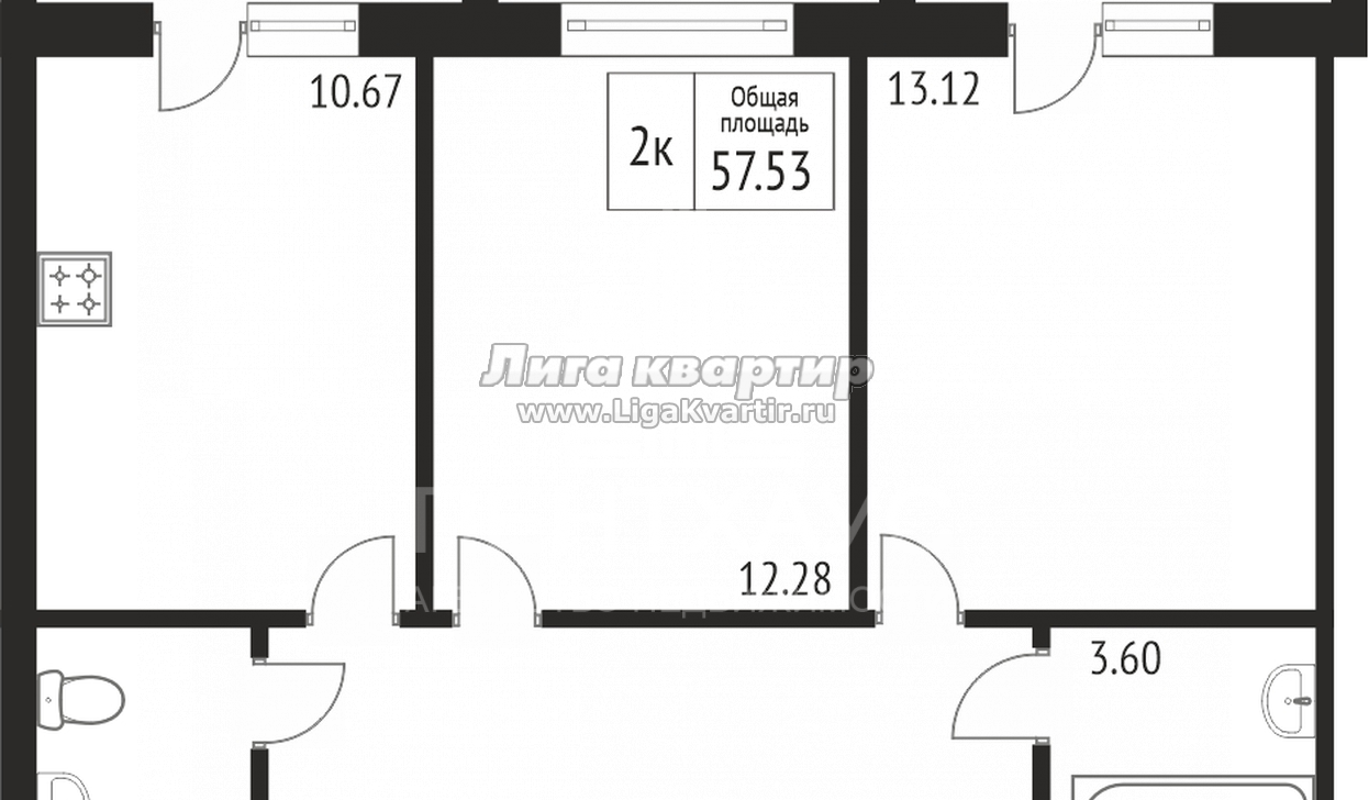 2-комнатная квартира, 13.12 м², купить за 4 890 000, Владимир, Ленинский  р-н, Перекопский городок, объявление 21445